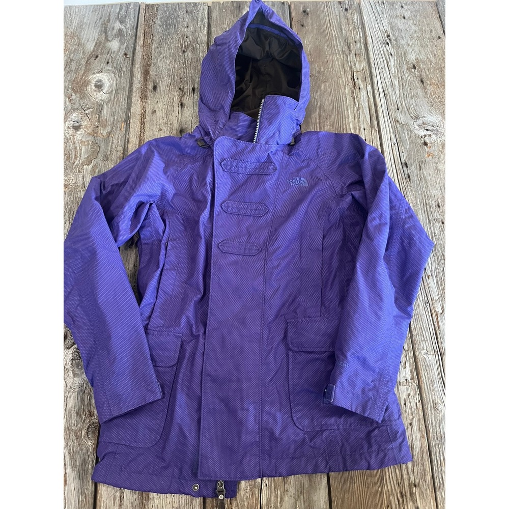 The North Face HyVent Purple Dot Rain Jacket Hooded Parka Shell Womens M
